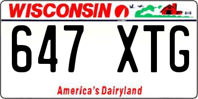 WI license plate 647XTG