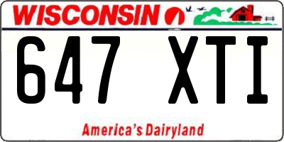 WI license plate 647XTI