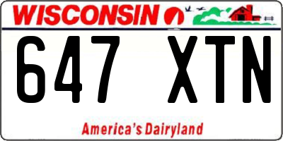 WI license plate 647XTN