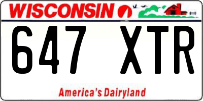 WI license plate 647XTR