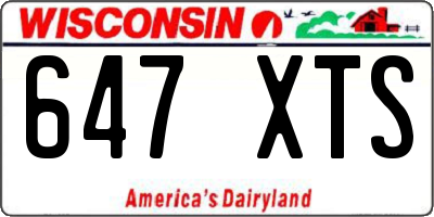 WI license plate 647XTS
