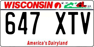 WI license plate 647XTV
