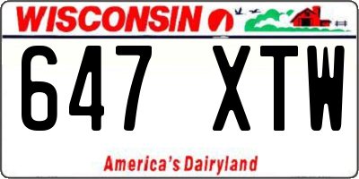 WI license plate 647XTW