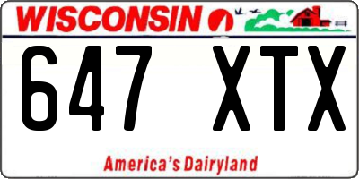 WI license plate 647XTX