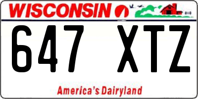 WI license plate 647XTZ