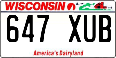 WI license plate 647XUB