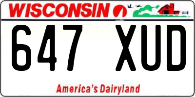 WI license plate 647XUD