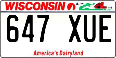 WI license plate 647XUE