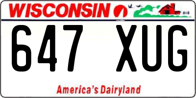 WI license plate 647XUG