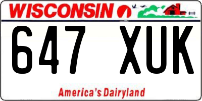 WI license plate 647XUK