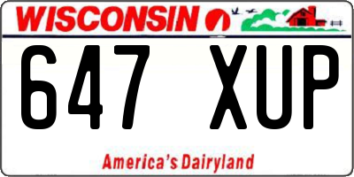 WI license plate 647XUP