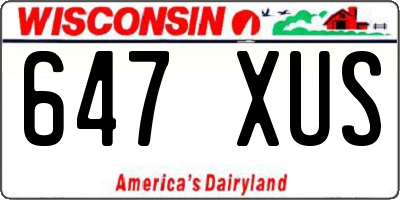 WI license plate 647XUS