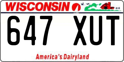 WI license plate 647XUT