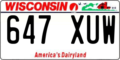 WI license plate 647XUW