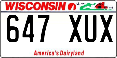 WI license plate 647XUX
