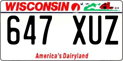 WI license plate 647XUZ