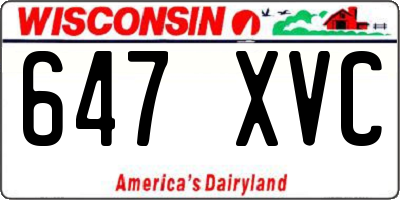 WI license plate 647XVC