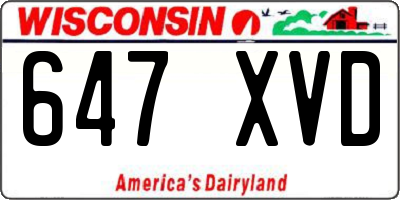 WI license plate 647XVD