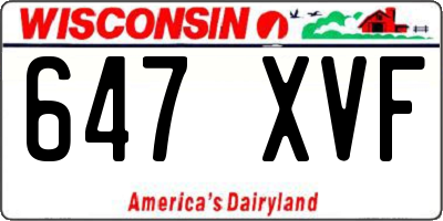 WI license plate 647XVF