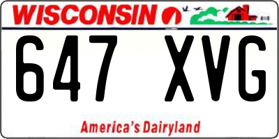WI license plate 647XVG