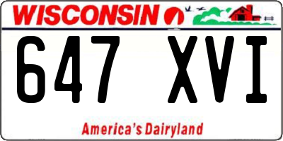 WI license plate 647XVI