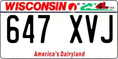 WI license plate 647XVJ