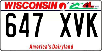 WI license plate 647XVK