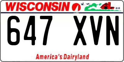 WI license plate 647XVN