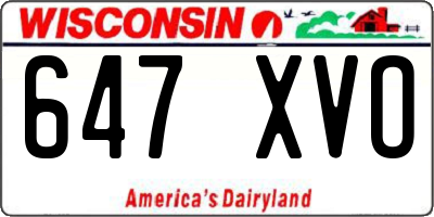 WI license plate 647XVO