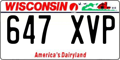 WI license plate 647XVP