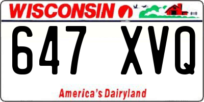 WI license plate 647XVQ