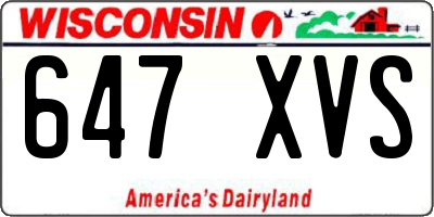 WI license plate 647XVS