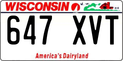 WI license plate 647XVT