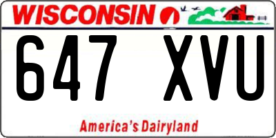 WI license plate 647XVU