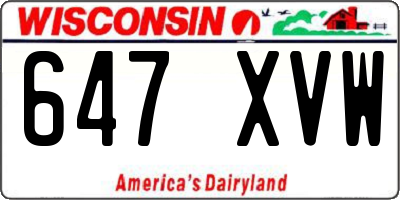 WI license plate 647XVW