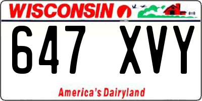 WI license plate 647XVY