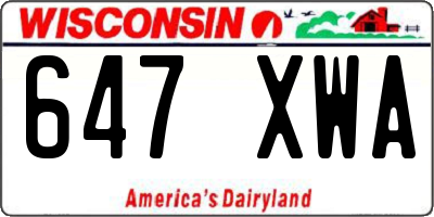 WI license plate 647XWA