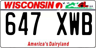 WI license plate 647XWB