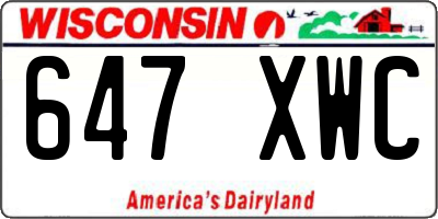 WI license plate 647XWC