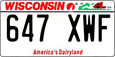 WI license plate 647XWF
