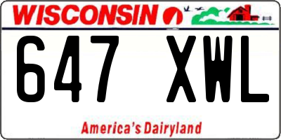 WI license plate 647XWL