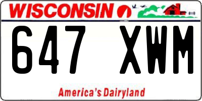 WI license plate 647XWM