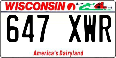 WI license plate 647XWR