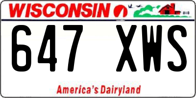WI license plate 647XWS