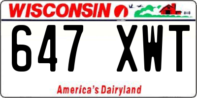 WI license plate 647XWT