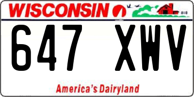 WI license plate 647XWV