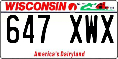 WI license plate 647XWX