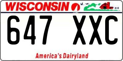 WI license plate 647XXC