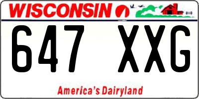 WI license plate 647XXG