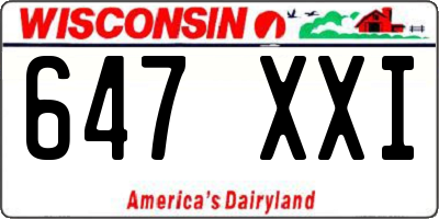 WI license plate 647XXI